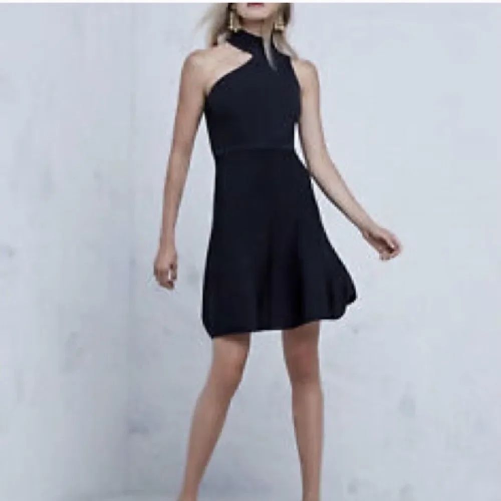 New Cushnie et Ochs Vika One-Shoulder Knit Flare Dress Black Small